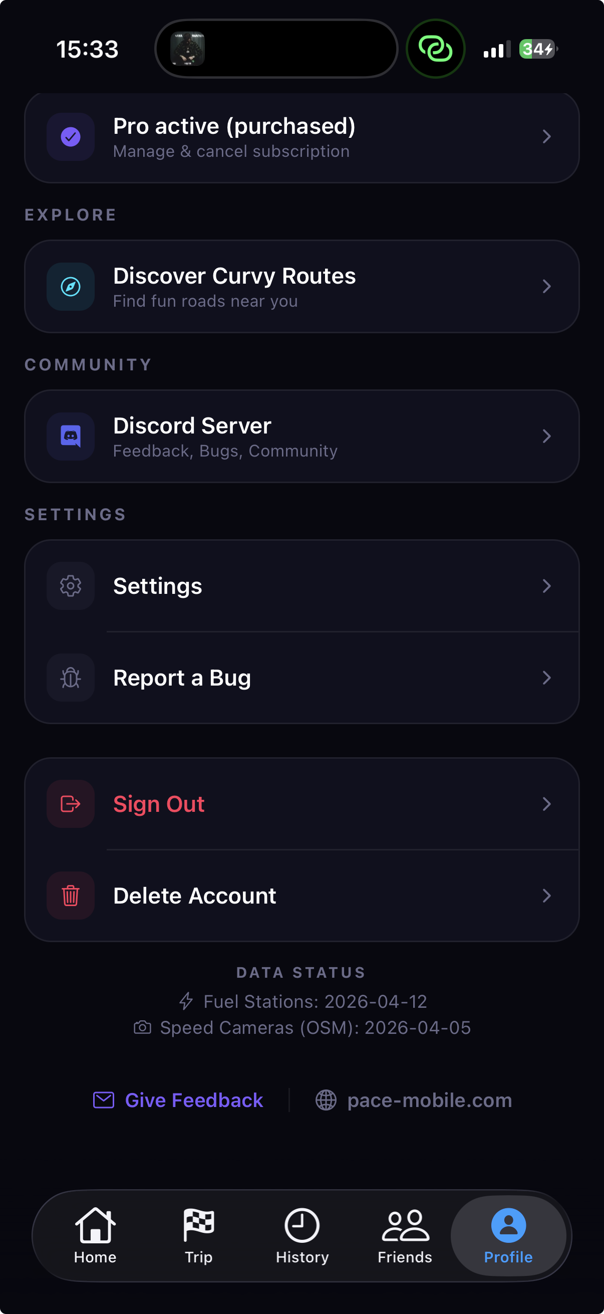 PACE – Delete Account